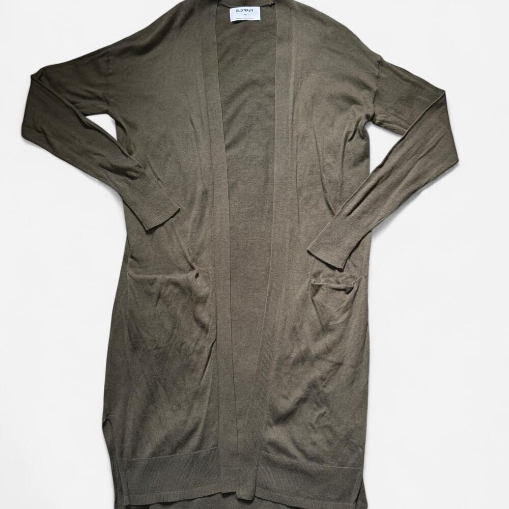 Old Navy Lightweight Long Army Green Cardigan Sweater (Size XS)